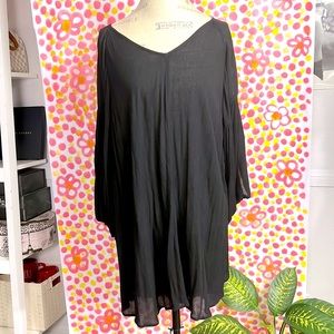 FREE PEOPLE Beach black mini dress tunic coverup oversized above knee balloon